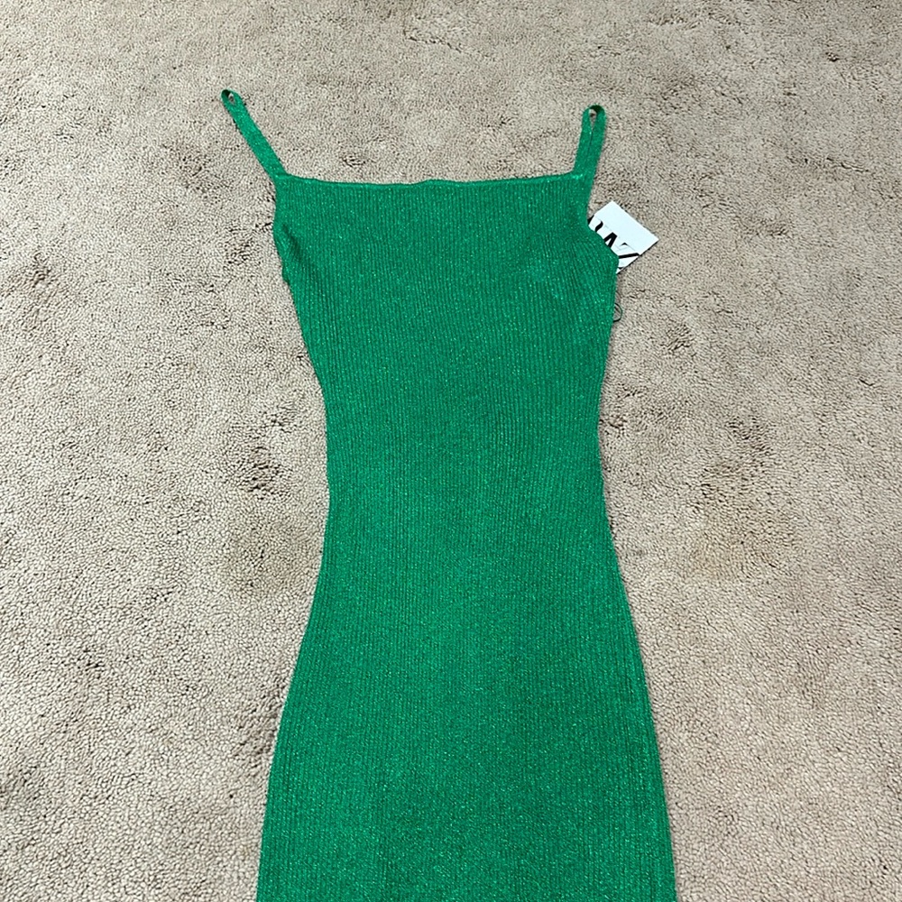 Zara long green sparkly dress